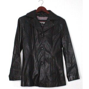 Wilsons Leather Soft Leather Women's Small Black Maxima Coat‎ Blazer Vintage Y2K